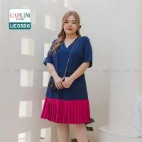 ราคา UE0386 ชุดเดรส สาวอวบ เดรสคอวี อัดพีทช่วงชายกระโปรง มีซับด้านในทั้งตัว มีซิปซ่อนด้านหลัง สวมใส่สบาย เสื้อผ้าพลัสไซส์ เสื้อผ้าสาวอวบ คุณภาพพรีเมี่ยม ชุด เดรส สาว อวบ ชุด เดรส คน อ้วน (19680964638)