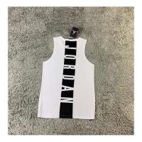 ราคา กีฬา AJ เสื้อกล้ามบาสเก็ตบอลชายแห้งระบายอากาศวิ่งฟิตเนสเทรนเนอร์สีดำและสีขาวบางแขนกุดเสื้อยืดทรงหลวม (20532009418)