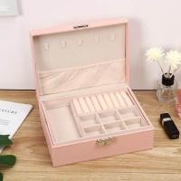 ราคา SALEกล่องใส่เครื่องประดับหนัง ถาด2ชั้น มีตัวล็อค กล่องเก็บเครื่องประดับ กล่องPUใส่เครื่องประดับกล่องใส่ต่างหู (15338680460)