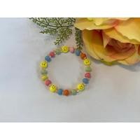 ราคา สร้อยข้อมือลูกปัดไม้สีพาสเทล รูปยิ้ม (16730736313)