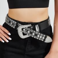 ราคา Baoblaze Women Rhinestone Belt Eyelet Belt PU Leather Belt for Skirt Corset Trousers (20853899715)