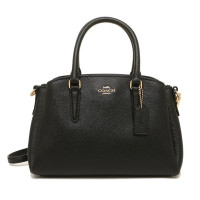 ราคา กระเป๋าถือ Coach แท้ หนังแท้ หนังฟอกแบบกันรอยขีดข่วน สีสวย หายากมาก COACH 28977 CROSSGRAIN LEATHER MINI SAGE Black (21382988447)