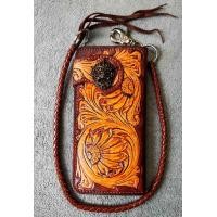 ราคา กระเป๋าสตางค์หนังแท้ กระเป๋าสตางค์ กระเป๋าสตางค์ใบยาว หนังแท้ Handmade Leather ฟรีสายคล้อง (4420596951)