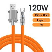 ราคา 120W 6A ชาร์จเร็วสุดๆสายซิลิโคนของเหลว USB Type C Fast Charging Micro Data Transfer Cable Liquid Soft Silica Gel สายชาร์จ Bold Data Line 1M 2M (19387824009)