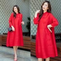 ราคา All88style รับตรุษจีน และ ปีใหม่ แบบสวย ดูแพง ทรงพลังที่สุด Chinese Izzey Plzzz Dress เดรสตัวยาวอัดพลีท 100 เนื้อเดียวกับงาน Brand งานสวย High Quality รุ่นนี้ ดีไซด์คอจีน แขนยาว แต่งกระดุมป้ายข้าง ดูส