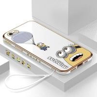 ราคา ฟรีเชือกเส้นเล็ก เคสมือถือเคสโทรศัพท์เคส iPhone 6 6S Iphone 6 PLus 6 6S Plus 6S เคสสำหรับเด็กผู้หญิงการ์ตูน มินเนี่ยน Square Edge ปลอกบาง Light Plating Cover (14993366458)