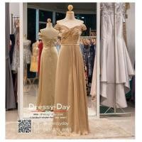 ราคา ชุดราตรีออกงาน ชุดราตรียาว ชุดราตรียาวมีแขน ชุดไปงานแต่งกลางคืน คนอ้วนใส่สวยมาก PFL027 GLD ทอง ครีม น้ำตาล (8576173320)