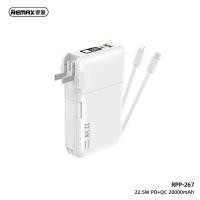ราคา Power bank 20000 mAh แบตสำรอง Remax RPP 267 22 5 W PD QC 20000mAh พร้อมสายชาร์จในตัว 2 เส้น ชาร์จได้พร้อมกัน 4 เครื่อง มี มอก รองรับ (19026078014)
