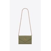ราคา YSL YvesSaintlaurent CASSANDRE SAINT LAURENT MATELASSÉ CHAIN WALLET IN GRAIN DE POUDRE EMBOSSED LEATHER (21228222188)