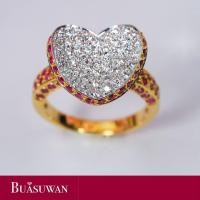 ราคา แหวนเพชร และพลอยทับทิม ตัวเรือนทองคำแท้ 18K ด้านหน้ารูปทรงหัวใจ แบบน่ารักๆ ชิ้นงานมีความประณีต สวยสง่า การันตีพลอยแท้ เพชรแท้ ทองแท้ (17038769104)