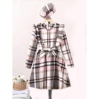 ราคา ชุดเดรสและหมวกเบเร่ต์แขนยาวลายสก็อตสีชมพูสีน้ำตาลเด็กผู้หญิงอายุ8 11ปี (20759953763)