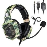 ราคา Over Ear Wired Headset Gamer K8 Gaming Headphones Camouflage with Flexible HD Mic Rgb Light Surround Sound for Pc Gaming incredible (19389644270)
