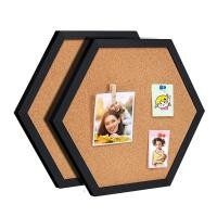 ราคา สไตล์ใหม่ด้านเท่า Hexagon Cork Board นวัตกรรมข้อความ Pin บอร์ดไม้กรอบตกแต่งโปสการ์ด Wall Bulletin Board (21170803170)