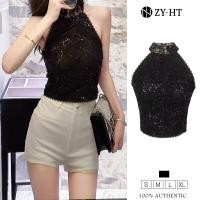 ราคา ZY HT EraVogue เสื้อผ้าผู้ญิง เสื้อสีดำ เสื้อคล้องคอ เสื้อแขนกุด เสื้อผ้าเลื่อม เสื้อแฟชั่นผญ เสื้อเกาหลี เสื้อเซ็กซี่ 20483 (20061465392)