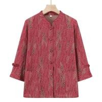 ราคา มีไซส์ใหญ่ Plus Size Womens Stand Collar 3 4 Sleeve Summer Blouses Ladies Elegant Vintage Spring Autumn Tops Oversized Floral Printed Fashion Top (19999720515)