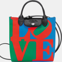 ราคา 100 Genuine longchamp Le Pliage x Robert Indiana Cross Body Shoulder Bags Shopping bag waterproof Canvas Fashion Casual Womens Tote bag handbag 10227BBA545 Red color (21314179302)