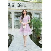 ราคา ชุดเดรสผ้าทอลาย อัดกาวทั้งชุด ซิปหลัง เสื้อคอปีน แขนกลีบบัว กระโปรงทรงย้วย 8 ชิ้น ย้วยสวย สวยหวาน ไซส์ S (18991669828)