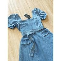 ราคา เดรสยีนส์ คอเหลี่ยม เข็มขัด Luna (20855270855)