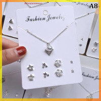 ราคา Hassanne สร้อยคอจี้เพทายสุดอินเทรนด์สไตล์เกาหลีพร้อมตุ้มหู4คู่ชุดเครื่องประดับแฟชั่นต่างหูห่วงโซ่สีเงินแบบเรียบง่าย (21093529176)