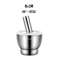 ราคา ครกสแตนเลส 304 พร้อมฝาซิลิโคน สากสแตนเลส ครกเกาหลี มีฝาปิด ขนาด 10 12 7 cm พกพาง่าย (21272675472)