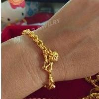 ราคา ใหม่ สร้อยข้อมือชุบทองแท้ 24K ลายทาโร่ ตุ้งติ้งดาว น้ำหนัก 2 สลึง (422501263)