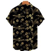 ราคา Camisa Masculina เสื้อพิมพ์ลายนกกระเรียนมงกุฎแดงชุดลำลองย้อนยุคพื้นเมืองฮาวายสำหรับผู้ชายเสื้อผ้านกกระเรียนแบบสั่งทำเสื้อขนาดใหญ่ (21030005492)