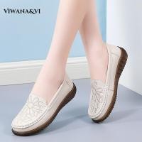 ราคา VIWANA รองเท้าหนังส้นเตี้ยสำหรับผู้หญิงรองเท้าหนังผู้หญิงลำลองรองเท้าโลฟเฟอร์สีดำแฟชั่น Comfort พื้นรองเท้า Sepatu Slip On (17573167259)