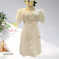 ราคา จัดส่งฟรี BELLA พลัสไซส์ เดรสสาวอวบ ผ้าด๊อบบี้ DS33 L 40 44 เดรสสาวอวบหรูๆ แบรนด์ไทย (21279388067)