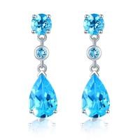 ราคา ต่างหูเงินบุษราคัมสีฟ้าธรรมชาติสำหรับผู้หญิง4กะรัตสีน้ำเงินเข้มทรงลูกแพร์บุษราคัมเครื่องประดับแบบคลาสสิคสง่างามของขวัญปีใหม่ (19883438673)