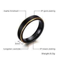 ราคา Rcai 5MM ทังสเตนสตีลแหวนขัดสีดำ Gold แหวนผู้ชาย (314354942)