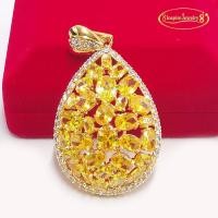 ราคา Inspire Jewelry จี้พลอย บุษราคัม Sapphire ล้อมเพชรCZ งานDesign จิวเวลรี่ งดงาม ตัวเรือนทองคำ24K ขนาดใหญ่ 5 x 3 5 CM มีจำนวนจำกัด (19934602816)