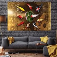 ราคา ภาพวาดปลาคราฟ9ชิ้นบนผ้าใบน้ำมันปลาคาร์ฟ9ชิ้นภาพวาดฮวงจุ้ยศิลปะญี่ปุ่นสระบัว1ชิ้นไร้กรอบหรือกรอบด้านในไม้หรือเฟรมอลูมิเนียมอัลลอยด์ (18050124308)