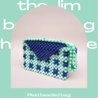 ราคา Plaid beaded bag Shoulder bag กระเป๋าสะพายลูกปัดลายสก็อต (2610684193)