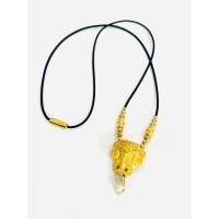 ราคา สร้อยคอเชือกร่มนอกขนาด2มิล แต่งทองเลเซอร์24k เศียรช้างเรซินปัดทอง (14111751927)