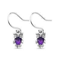 ราคา Silver thai Sterling Silver Teardrop Amethyst Hook Earrings ต่างหูเงินแท้สีอเมทิสต์ตะขอเงินแท้925 Amethyst gemstone owl earrings silver (16098711214)
