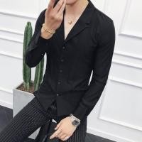 ราคา เสื้อผ้าผู้ชายฤดูใบไม้ผลิเสื้อแขนยาว ชาย V คอ Slim Fit Casual ธุรกิจเสื้อเชิ้ต Plus ขนาด S 4XL (21170387852)