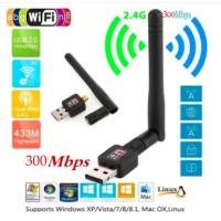 ราคา ใหม่ล่าสุด2018 ของแท้ มีรับประกัน 300Mbps USB ตัวรับ WIFI สำหรับคอมพิวเตอร์ โน้ตบุ๊ค แล็ปท็อป ตัวรับสัญญาณไวไฟ แบบมีเสาอากาศ รับไวไฟ เสาไวไฟความเร็วสูง ขนาดเล็กกระทัดรัด Mini USB 2 0 Wireless Wifi Ada