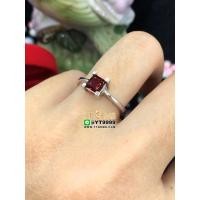 ราคา แหวนโกเมน แหวนเงินแท้ ชุบทองคำขาว พลอยโกเมนแท้ YTG 8499 (17610642071)