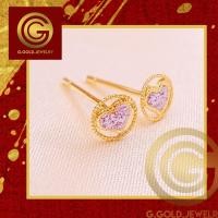ราคา GGOLD ต่างหูทอง96 5 แท้ 0 6 กรัม ลายหัวใจหลุยส์ ลงยา ฟรี แป้นต่างหูพลาสติก G 00412 (20512753112)