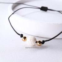 ราคา สร้อยคู่รัก สร้อยเชือกถักประดับหินภูเขาไฟ หินลาวา เลือกสีได้ แบบเม็ดกลม by siamonlineshop (19478154016)