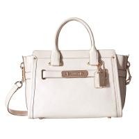 ราคา กระเป๋าถือ Coach แท้ รุ่นหรูที่สุด หนังแท้ หนังนิ่ม มีสายยาว สีเมทัลลิค หายาก ไซส์กลาง มีหมุดที่ฐาน COACH 34816 SWAGGER 27 IN PEBBLE LEATHER BAG Chalk (21383082197)
