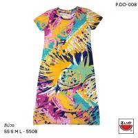ราคา แตงโม SUIKA เสื้อแตงโม เดรสผ้ายืดคอกลม พิมพ์ลายมัดย้อม P DO 008 (16110456466)