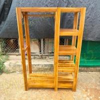 ราคา ราวผ้าไม้สัก ราวตากผ้า ตู้เสื้อผ้าพร้อมใช้วาง 100 42 สูง 143 ซม งานสำเร็จรูป สไตล์โมเดิร์น เคลือบเงา (19654176338)