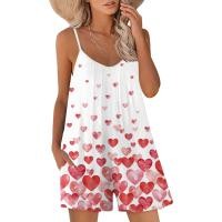 ราคา จั๊มสูทแบบหลวมสายพิมพ์ดอกไม้แขนกุดแบบลำลองสำหรับผู้หญิงสำหรับฤดูร้อนชุดรอมเปอร์กางเกงขาสั้นผ้ายืดมีกระเป๋าสำหรับผู้หญิงเสื้อคลุมท้อง (20616723990)