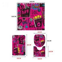 ราคา Retro Pop Art Comic Shower Curtain Set Cartoon Decor Home Speech Bubbles Non slip Toilet Seat Lid Cover Bath Mat with Hooks (10052350312)