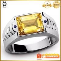 ราคา Yellow Citrine Quartz Ring Men Silver Yellow Lemon Luxury Classroom Modern Minimalist (16531583335)