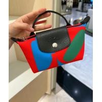 ราคา 100 Genuine longchamp Le Pliage x Robert Indiana Shopping bag Mini size Canvas Womens handbag tote bags 34175BBA545 Red color (21304702555)