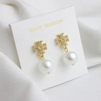 ราคา Double T Letter ต่างหู Rhinestone Inlay Plated 18K ต่างหูทองแท้ต่างหูมุกหญิง Spot (14907389901)
