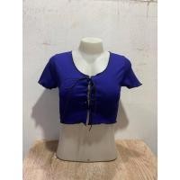 ราคา เสื้อครอปตอกตาไก่ผูกหน้าแขนสั่น เอวลอย ผ้าร่อง เสื้อครอปแขนสั้นตอกตาไก่ผูกหน้าผ้าร่องเล็กเนื้อยืดใส่สบาย ทรงสวยมาก (19317662785)