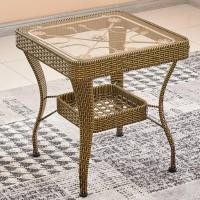 ราคา โต๊ะสนามกระจก โต๊ะกาแฟกลางแจ้ง Patio Round Bistro Table กลม Metal Frame Tempered Glass Top For Balcony Backyard Lawn Balcony Pool (20456227471)